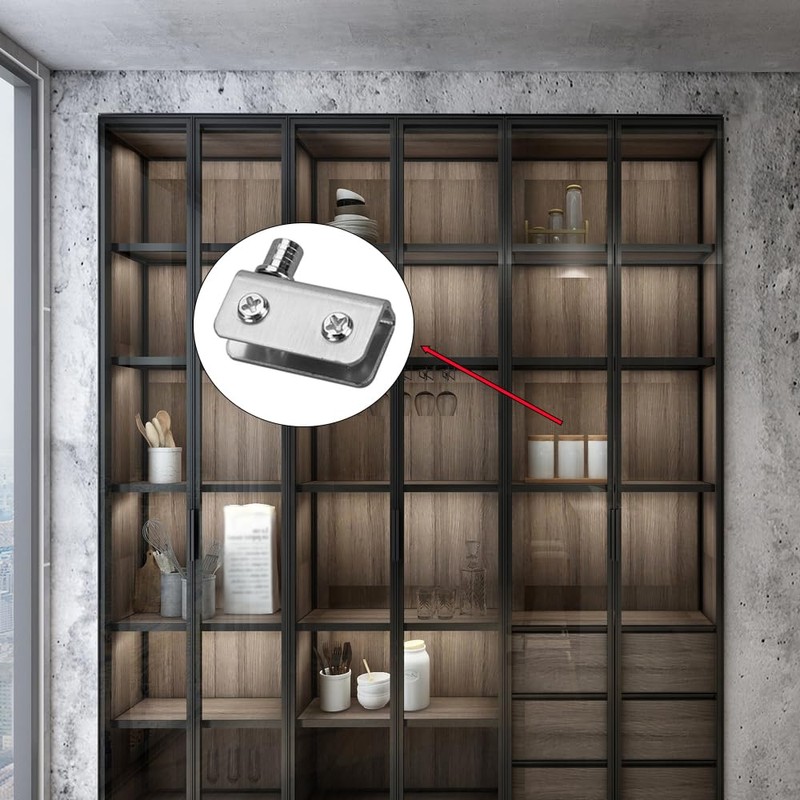 4 Pair Stainless Steel Glass Door Pivot Hinge, Silver Hinges
