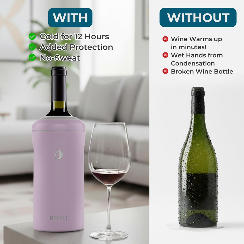 HEMLI Wine Bottle Chiller Insulator Sleeve, Keeps Wine and Champagne