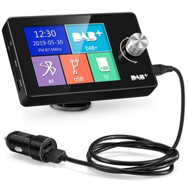 EZoneTronics [2.8" Colorful Display Car DAB/DAB+ Radio Adaptor Portable DAB Digital Radio Bluetooth FM Transmitter Music Receiver+Unlimited Presets+Handsfree Call+AUX IN/OUT +U Disk/TF Card Play 64G