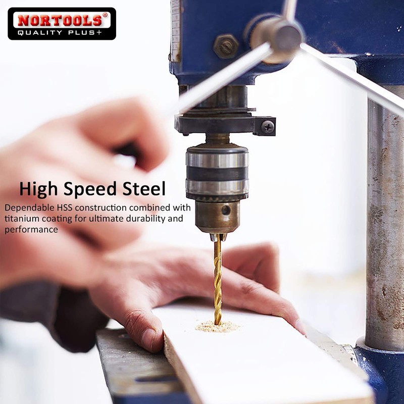 NORTOOLS 5 Pieces HSS Roll Forged Titanium Twist Drill Bit