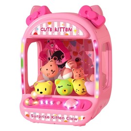 Pink Claw Machine Arcade Toy with LED Light & Adjustable Sound, Battle Model,Rechargable Dispenser Toys Mini Vending Machine for Kids - Perfect Christmas & Birthday Big Gifts for Kids, Ages 3+ - Color: Pink