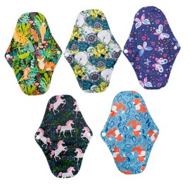 Ipetboom 5 Pcs 1 Set Reusable Sanitary Pads for Heavy Flow Practical Panty Liners for Travel and Outdoor Activities