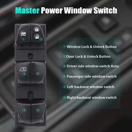 Master Power - Interruptor de control de ventana para Nissan Altima Sentra Rogue Leaf 2013-2018, para Tiida Sylphy 12-16, para Nissan Juke 12-17, interruptor de driver de ventana lateral del conductor