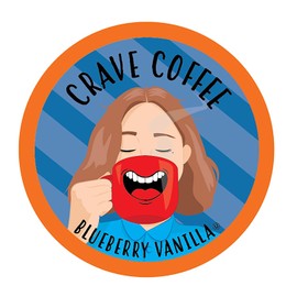 Crave Coffee Flavored Coffee Pods Compatible with 2.0 K-Cup Brewers, Blueberry Vanilla, 100 Count