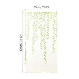 Willow Window Curtain Voile Tulle Room Salix Leaf Sheer Gauze Curtain Voile Panel Drapes Curtain for Bedroom, Living Room, Balcony (1pcs, 100 x 200cm)