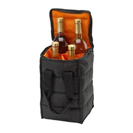 Handy Laundry Wine Carrier Tote Bag – 4-Bottle Pockets Capacity with Padded Insulation, Zipper Closure, and Carry Handles – Ideal for Travel, Picnics, and Beach Trips