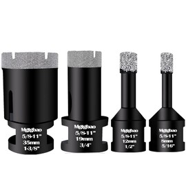 Mgtgbao 4pc Dry Diamond Core Drill Bits, Diamond Hole Saw Kit for Porcelain Ceramic Tile Granite Marble Brick Glass with 5/8-11 Thread with Size 5/16"(8mm),1/2"(12mm),3/4"(19mm), 1-3/8"(35mm)