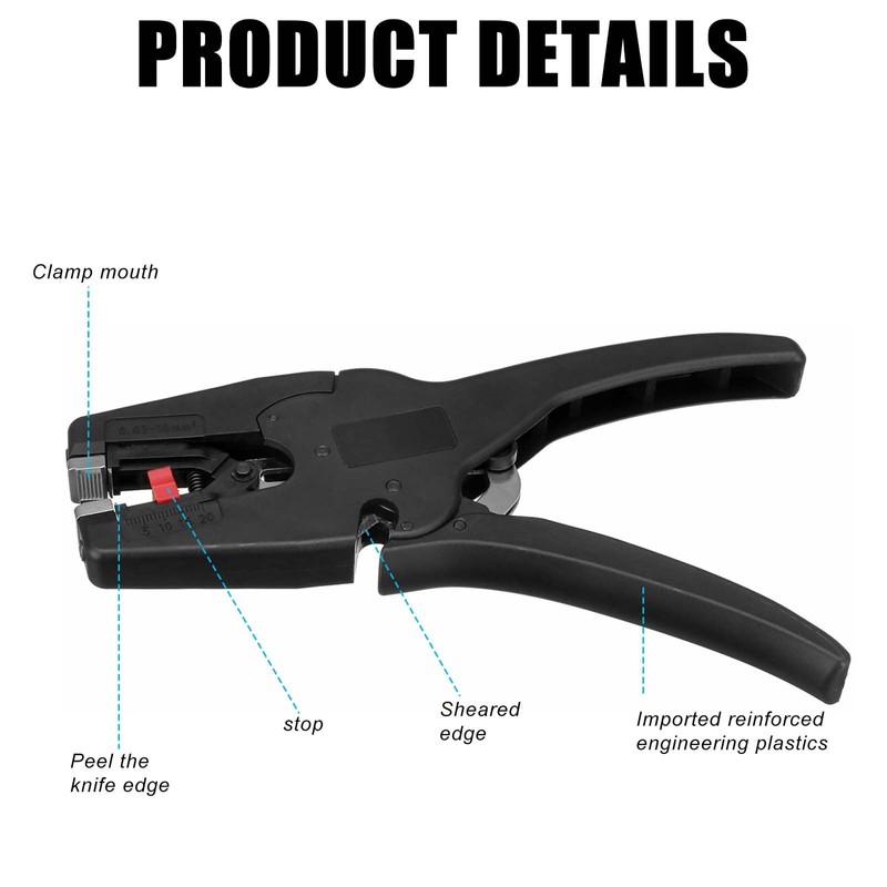 Wire Stripper, 0.03-10 mm² Wire Stripping Tool, Multifunctional with Small