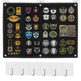 Velcro Wall Patch Wall Patches Velcro Shows Velcro Surface with 6 Hooks Patches Folding Plates Tactical Military Patch Organiser (60 x 45 cm)