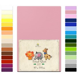 Soft Dream Fitted Sheet 100% Cotton Jersey Bed Sheet - Fitted Sheet with Additional Length of Approx. 25 cm - Fitted Sheet 80 x 200 cm