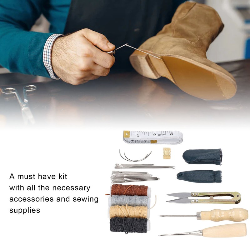 28Pcs Leather Working Tools Durable 2Pcs Awl 4Pcs Wax Threads