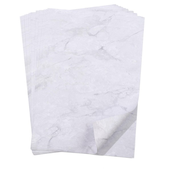 100 Sheets DIN A4 Writing Paper Marble Look White Printed