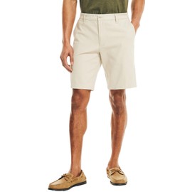 Nautica Men's Cotton Twill Flat Front Chino Short, Beige Stone, 33