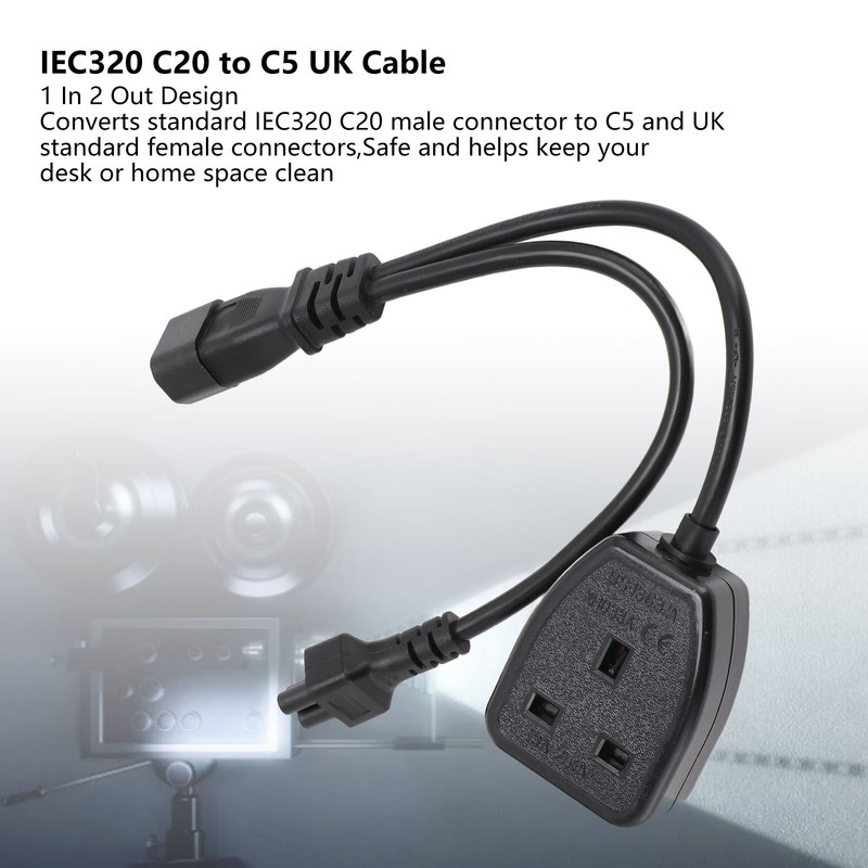 IEC320 C14 Male to C5 and Female Power Cord C14