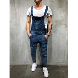 cnstone Denim Pants, Overalls, Overalls, Damaged Jeans, Skinny Pants, Cargo Pants, Large Size, Distressed Treatment, Hip Hop, Street Style, Spring, Summer, Autumn, 03/dark bull