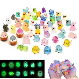 ARTGUTS 50pcs Mini Resin Animals, Colourful Luminous Mini Pictures for Creative Miniature Landscape Gardens and Bonsais Decorations (Random Style)