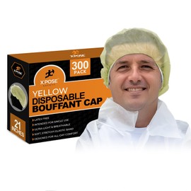 Xpose Safety Yellow Disposable Bouffant Caps 21 Inch – Hairnets for Food Service, Beauty, Laboratories, Cleaning, Cooking – Breathable & Lightweight - (Pack of 1000)