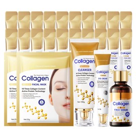 Collagen Skincare Set Women Gifts - Anti-Aging Skin Care Set - Face Care Set for Women Hydrating Nourishing - Facial Kit with Cleanser,Serum,Eye Cream,Facial Mask, Sleeping Mask, Firming Smoothing