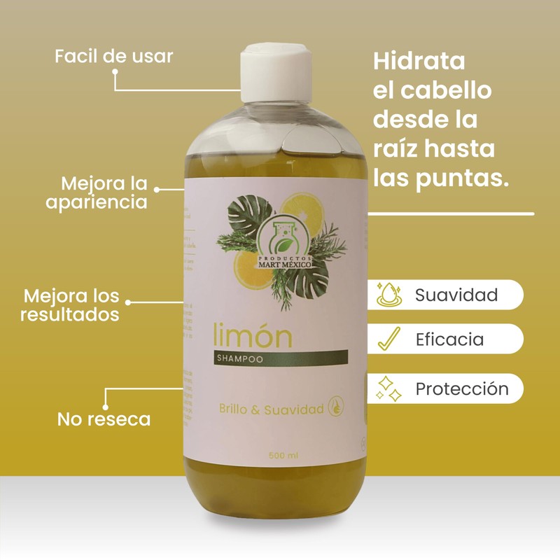Shampoo De Limón Limpieza Profunda Productos Mart Mexico 500 Ml