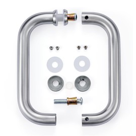 Ranbo Hardware 8" Back to Back Tubular Shower Door Pull Handle for Frameless Shower Doors, Polished Chrome, with Washers (8 inch Brushed Finish)
