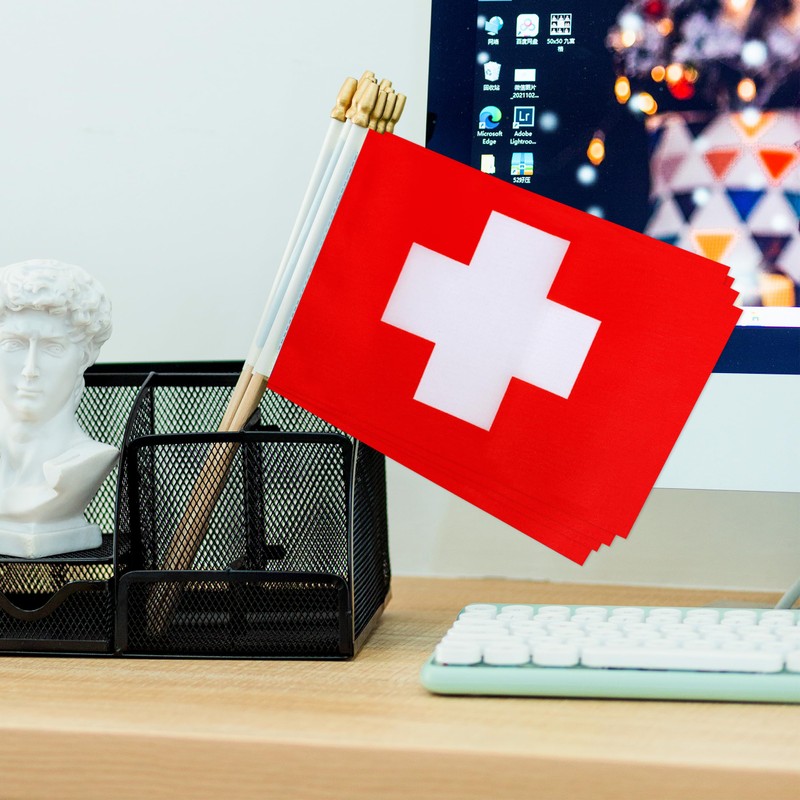 TSMD Switzerland Stick Flag Swiss Small Mini Hand Held Flags,5x8