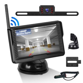 Wireless Digital Reversing Camera Set, AHD Reversing Camera IP69 Waterproof Night Vision in Colour Camera, 1080P Wireless Reversing Camera with 4.3 Inch IPS Monitor, for Trucks, Motorhomes, Camping,