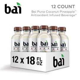 Bai Antioxidant Infused Water Beverage, Puna Coconut Pineapple, with Vitamin C and No Artificial Sweeteners, 18 Fluid Ounce Bottle, 12 Pack
