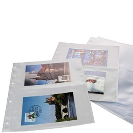 SAFE 5477 50 x SAFE Fotohüllen DIN A4 - mit 2 Taschen 215 x 145 mm - Platz für bis zu 200 Urlaubsbilder - Ideal für Fotos 13 x 18 cm, Bilder, Postkarten, Autogrammkarten - universal Lochung - Weichmacherfrei