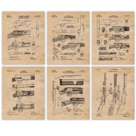 STARS BY NATURE Classic Winchester Rifle Patent Prints 6 (8x10) for Home Work Office Cowboys Fan