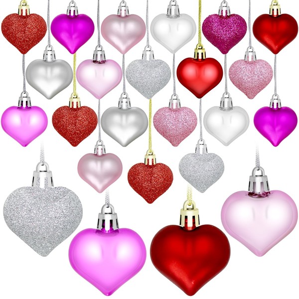 48PCS Heart Ornaments Valentine Ornaments for Tree Decorations, Valentines Day