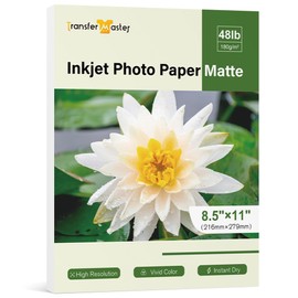 Transfer Master Matte Photo Paper 8.5X11 Inches 48LB for Inkjet Printers Dye Ink for Photos and Crafts Single-Sided 30sheets 180GSM