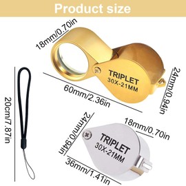 Magnifying Glass for Jewellers, Pack of 2 Lenses 30 x 21 mm Glass Jewellery Antiques Magnifying Eye Lens Jewellers Magnifying Glass Hand Loop Glasses for Hobbies Geology Coin