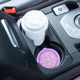 Amooca Bling Cup Holder Coaster for Car Non-Slip Universal Automotive Cup Holders Sift-Proof Spill Holder Car Interior Accessories 4 Pack Purple & Pink Rhinestone