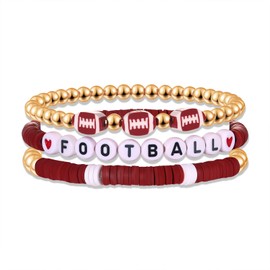 BVGA Football Bracelets for Women Game Day Heishi Beaded Bracelets Football Jewelry Accessories Game Day Outfits Sport Fans Party Favors Gifts