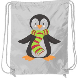 inktastic Cute Penguin, Little Penguin, Penguin with Scarf Drawstring Bag White 3a005