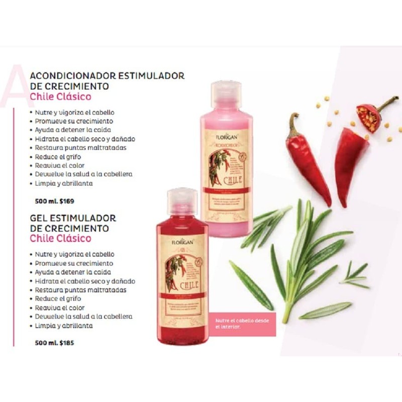 GEL PARA PEINAR DE CHILE ESTIMULADOR DE CRECIMIENTO 500 ML.