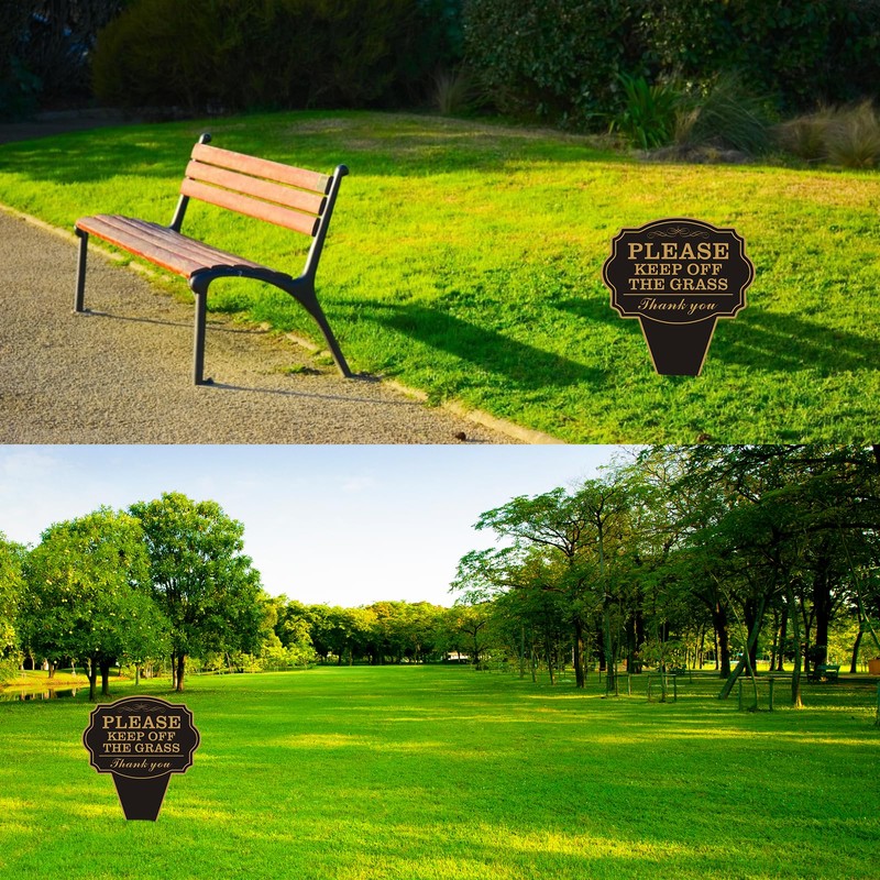 Double Sided Yard Sign, Stay Off Grass with Stake, 10"x14"