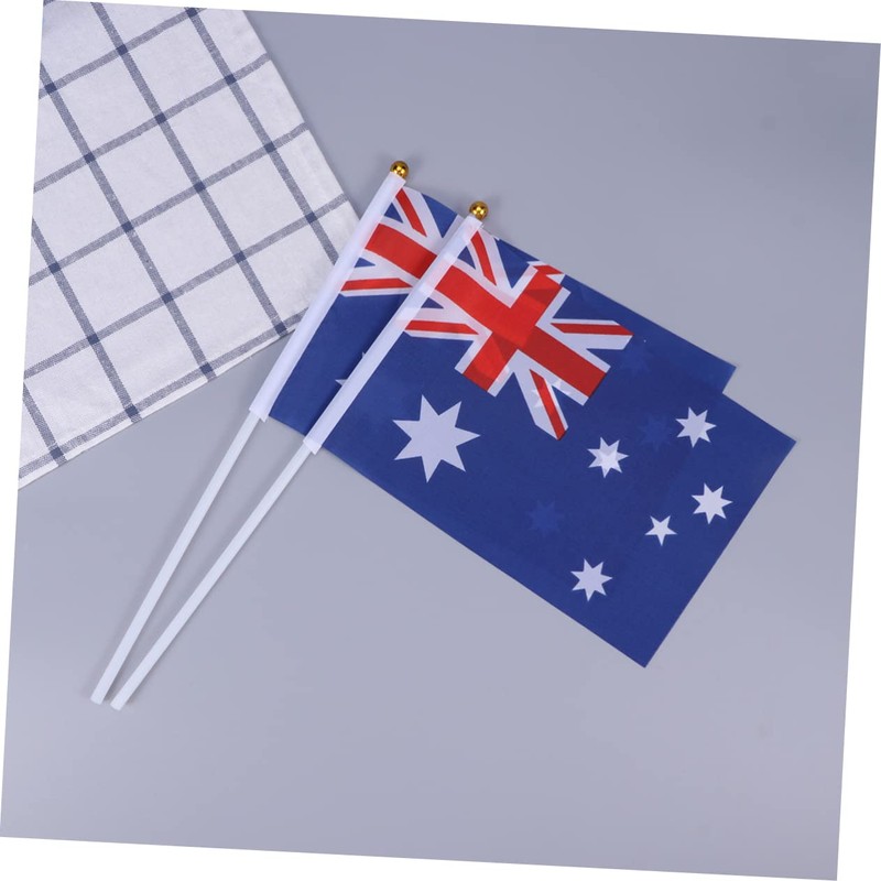 Ciieeo Australia Stick Flag Hand Held Flags Set of 50