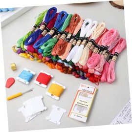 Tofficu 100pcs Multi Embroidery Floss Thread Bobbins for Cross Stitch and DIY Crafts Variety of Cotton String for Easy Organization