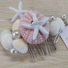 Atigy Light Up Starfish Wedding Hair Comb LED Seashell Bridal Hair Piece Pearl Beach Hair Accessories for Women
