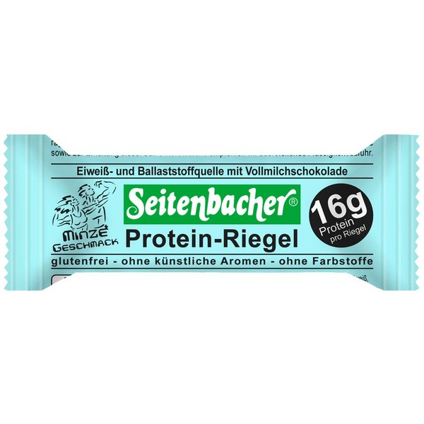 Seitenbacher Protein Bar Mint I 16 g/60 g = 27% Protein I Gluten Free I Glycerin-Free I Pack of 4 4 x 60 g