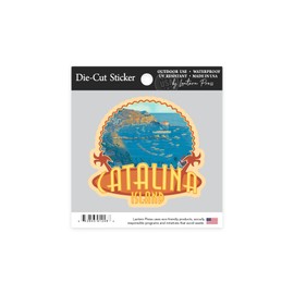 Die Cut Sticker Catalina Island, California, Harbor Scene, Contour Vinyl Sticker 1 to 3 inches (Waterproof Decal for Cars, Water Bottles, Laptops, Coolers), Small