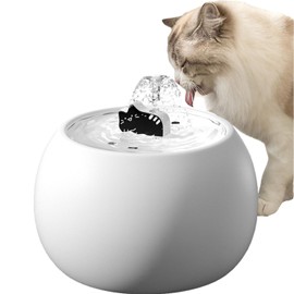 Ceramic Cat Water Fountain -50oz/1.5L Cat Fountain for Drinking- Pet Water Fountain for Cats Indoor - Automatic Water Dispenser Bowl - Cat Feeding & Watering Supplies for Small Dog，White