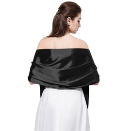 DDNFO Satin Scarf Long Lightweight Shawls for Women(F18) (Black)