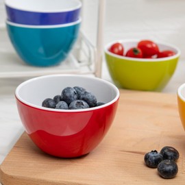 bzyoo Set of 6 Large Bowls, 5.5-Inch 30.4 OZ ColorPop Melamine Bowls, Unbreakable Pasta, Soup, Cereal, Salad Bowls, for Quick and Easy Meals, Side Dishes and Parties - Pastel