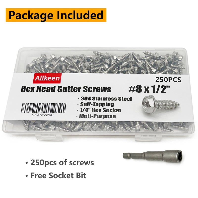 Allkeen 304 Stainless Steel Self Tapping Screws for Gutter Guard
