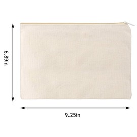 10 Pack Large Blank Canvas Makeup Bag Multi-purpose Cosmetics Bag with Zipper Cotton Canvas Travel Toiletry Pouch Pen Coin Bag DIY Craft Bag