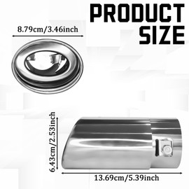 QKYS 2.5"-3.3" Chrome Exhaust Tips Muffler Tips, Adjustable Straight Pipe Exhaust Kit Finish Exhaust Tailpipe, Universal Car Exhaust Pipe Flue Muffler Modification Tail Throat Tail Pipe (Silver)
