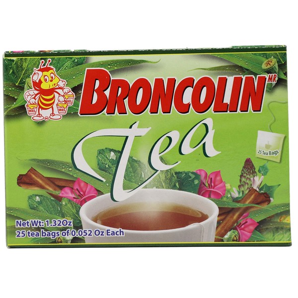 Broncolin Tea, Natural Remedy, Herbal Tea made with Plant Extracts, Helps Soothe an Irritated Throat, 2-Pack of 25 Tea Bags, 2 Boxes