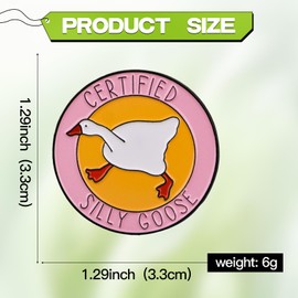 Certified Silly Goose Enamel Pin – Funny Cartoon Lapel Brooch for Backpacks, Jackets, Hats & Bags – Whimsical Novelty Accessory for Adults, Teens & Kids